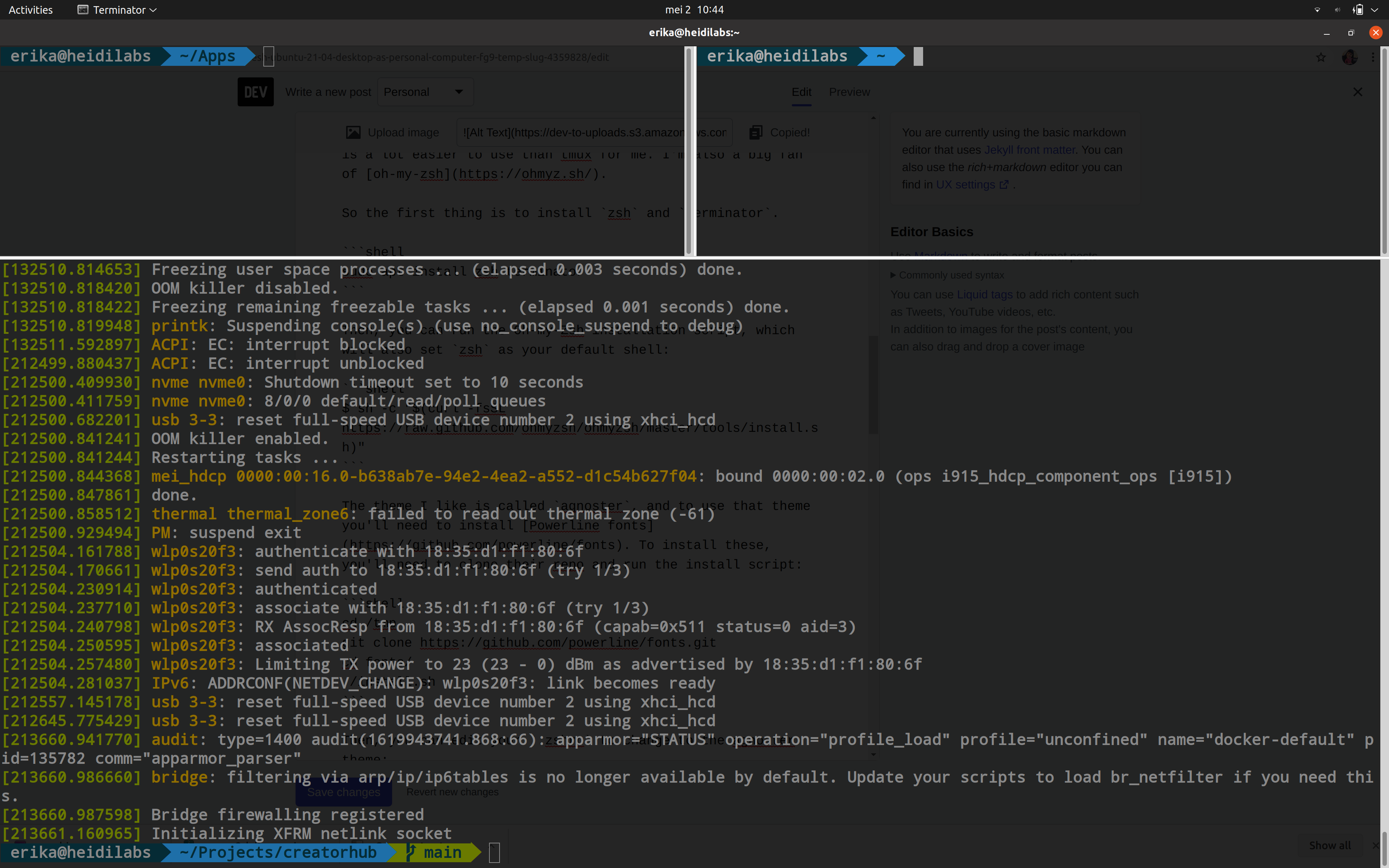 Terminator + Oh-my-zsh agnoster theme