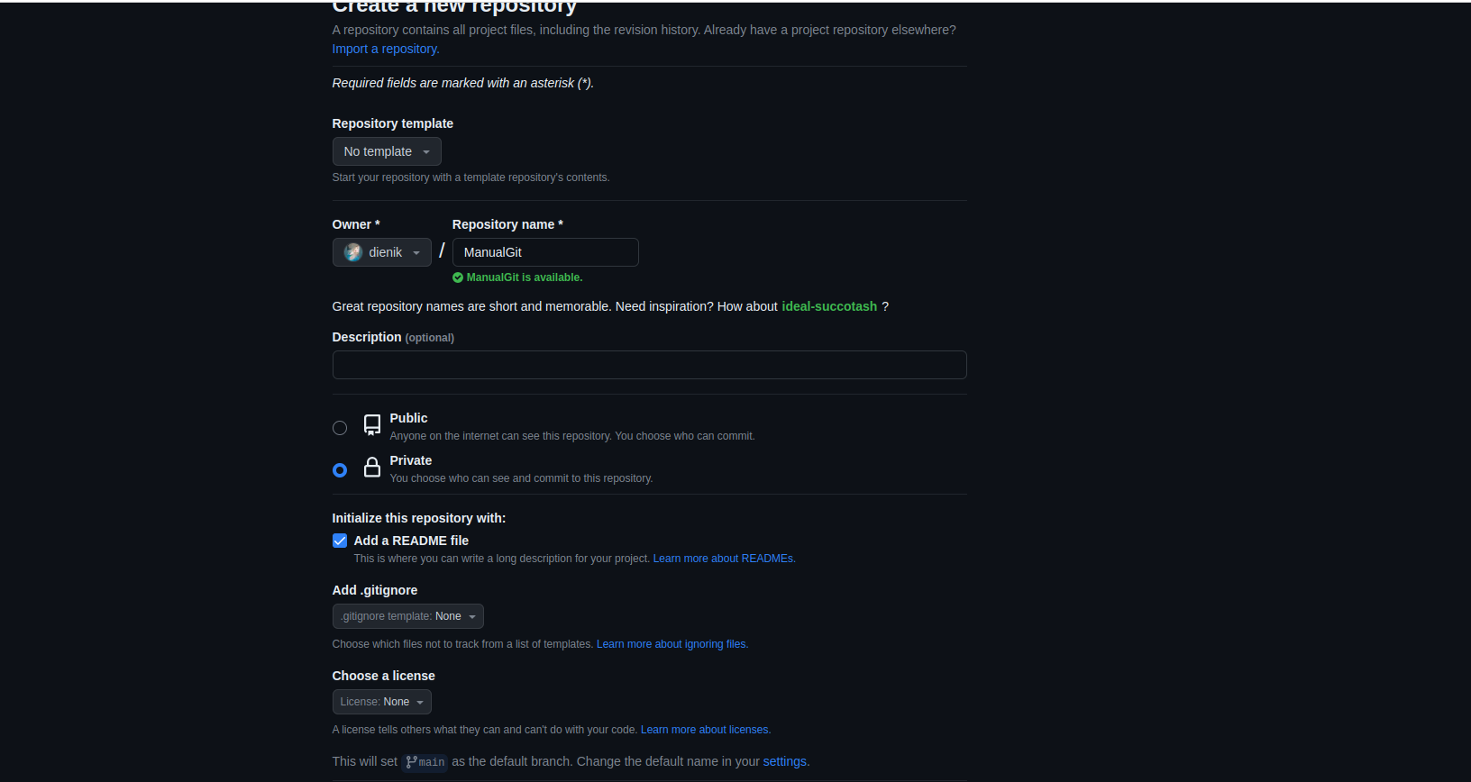 Criação de repositório