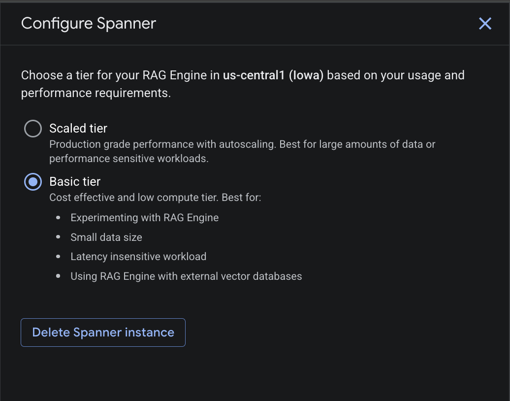Spanner basic tier