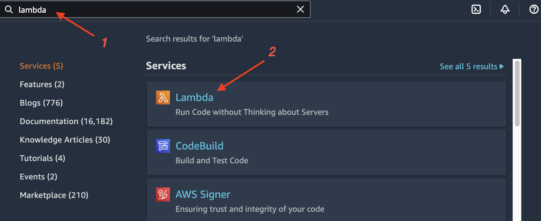 aws lambda console