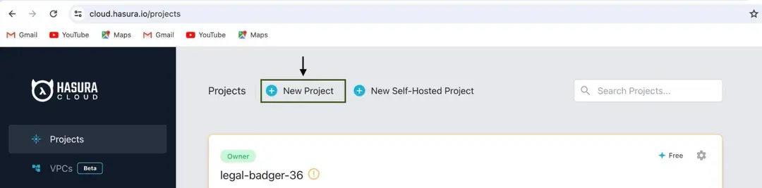 Create a new project on Hasura Cloud