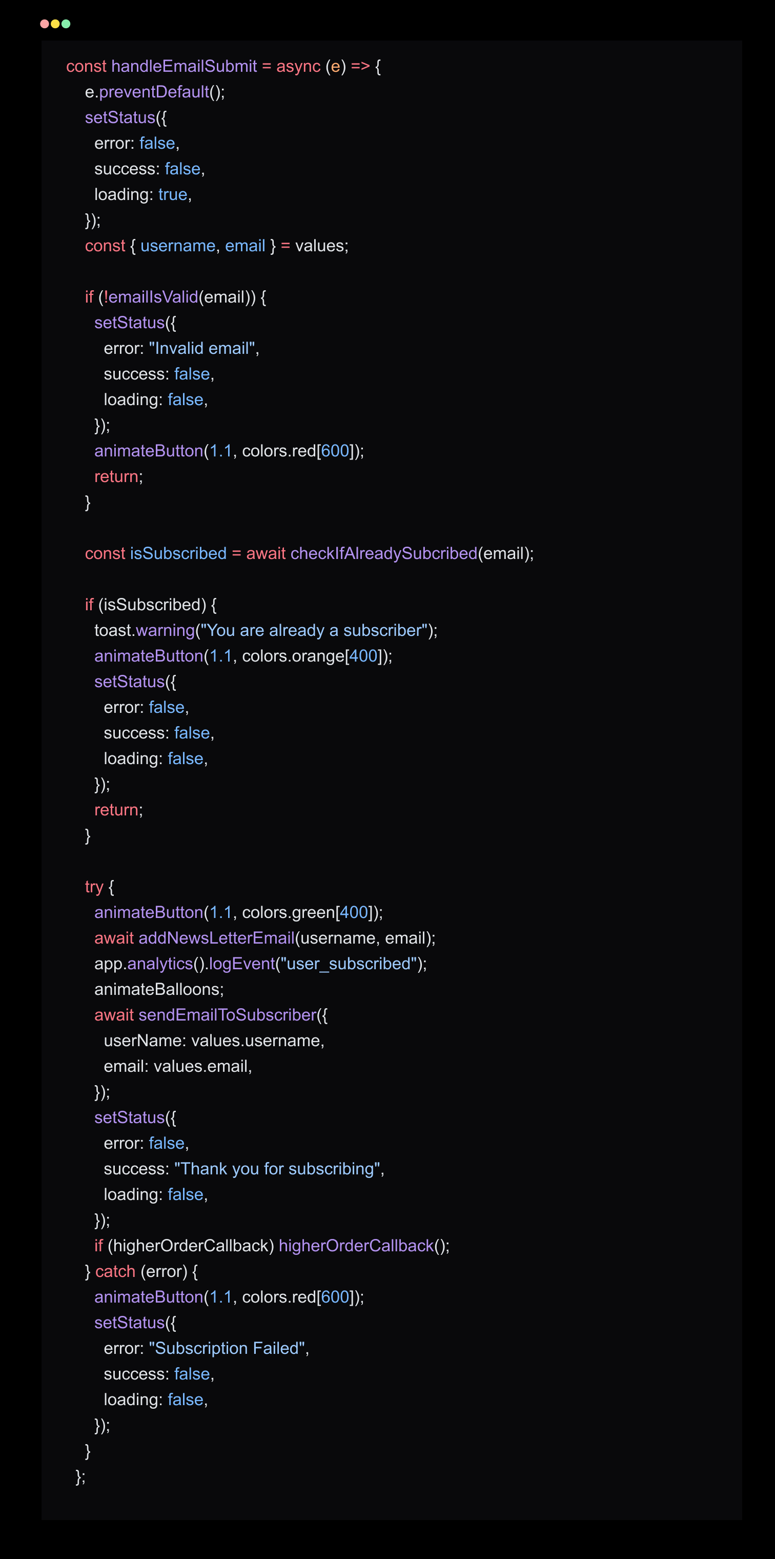 Submit button method to handle all the cases mentioned above