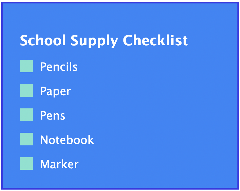 Completed Checklist with Color