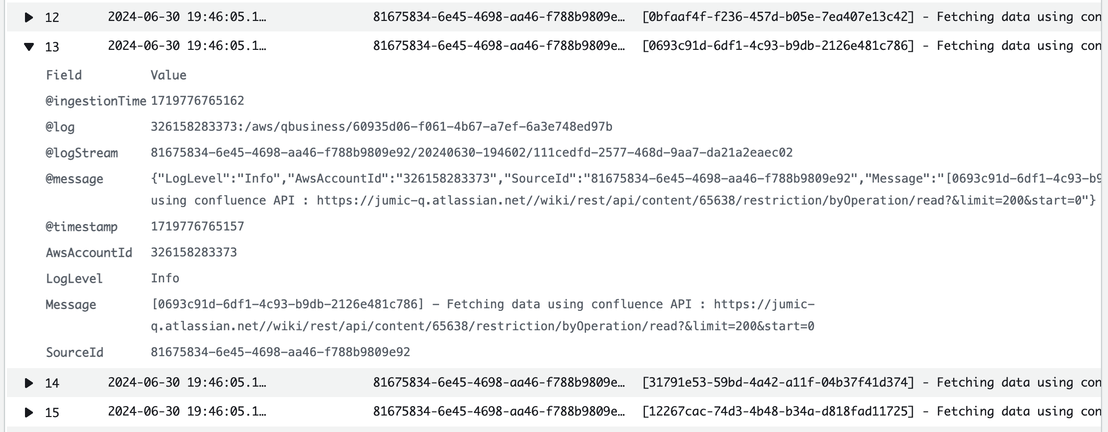 Sync status - CloudWatch logs integration