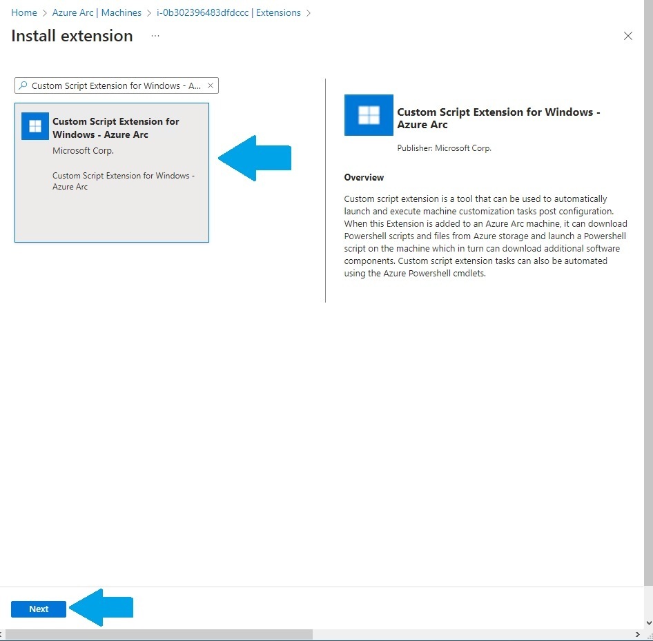 Searching for the custom extension