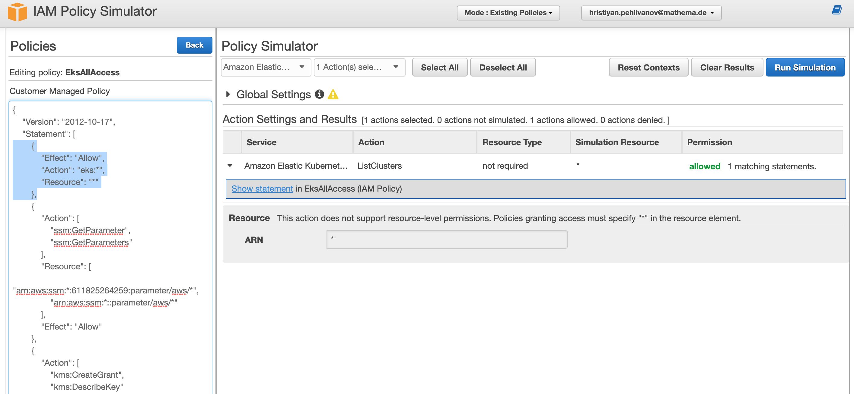 Simulated eks call allowed