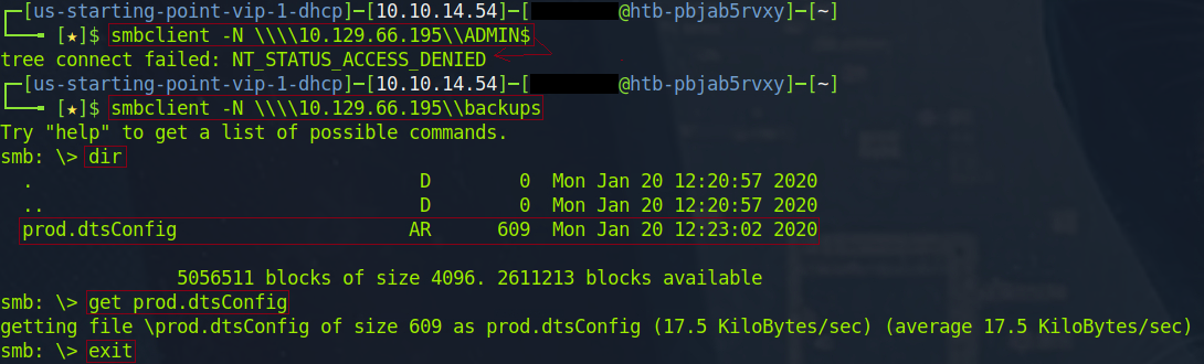 Screenshot 3b: Smbclient enumeration cont.