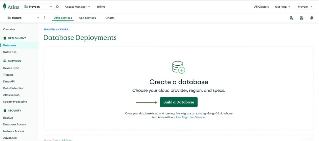 MongoDB deployment page