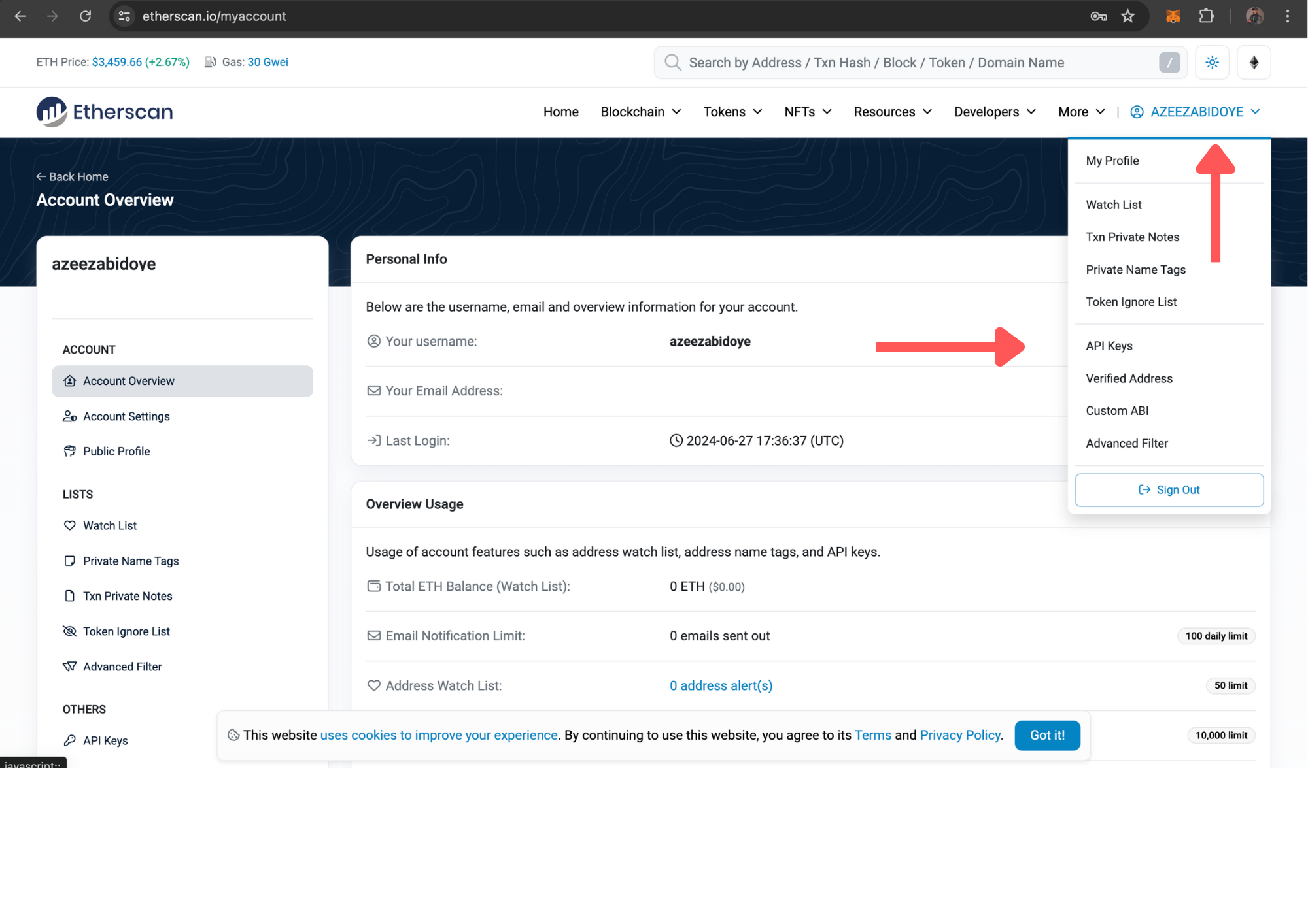 Image etherscan dashboard