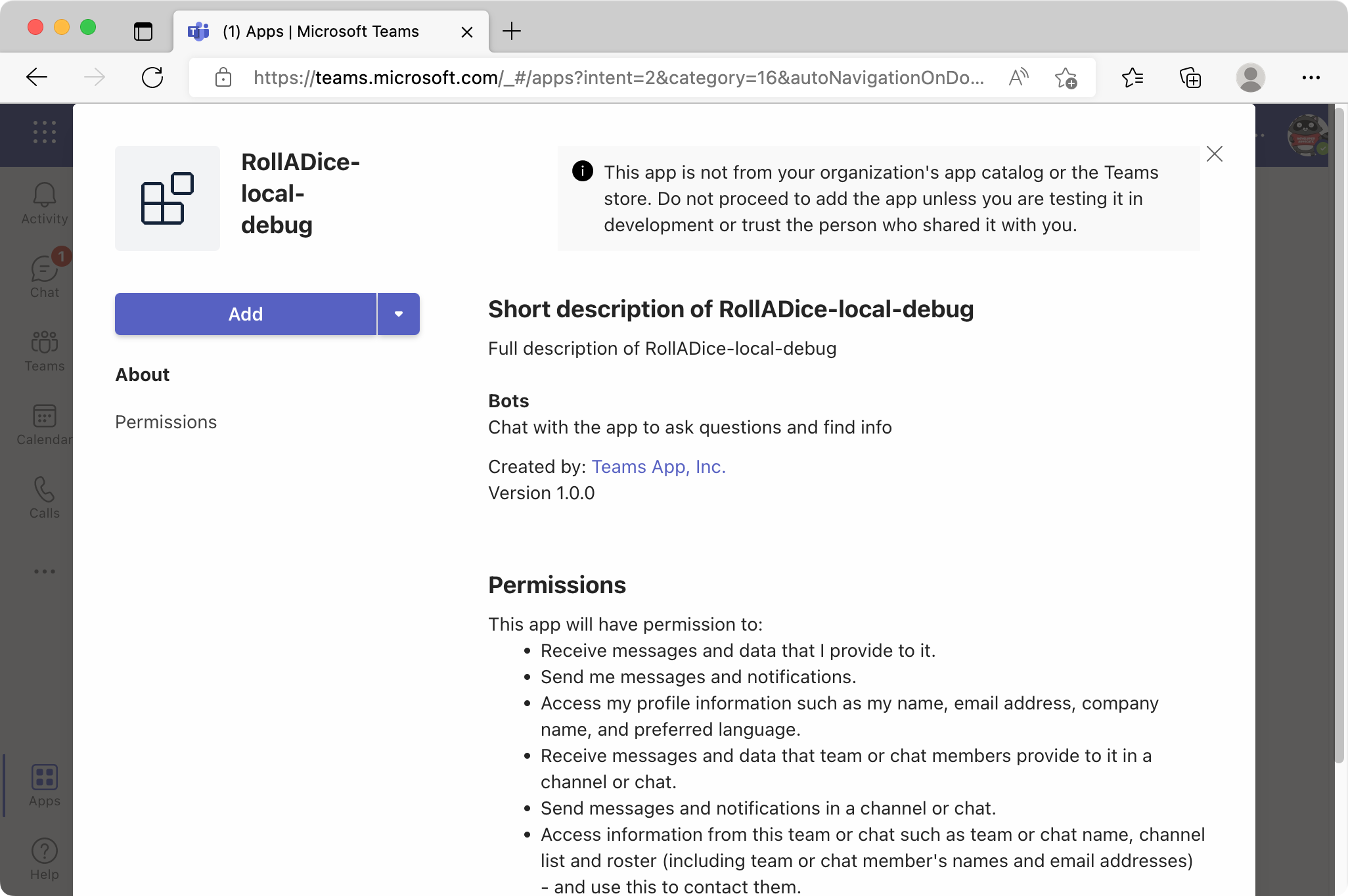 Screenshot of Teams Toolkit