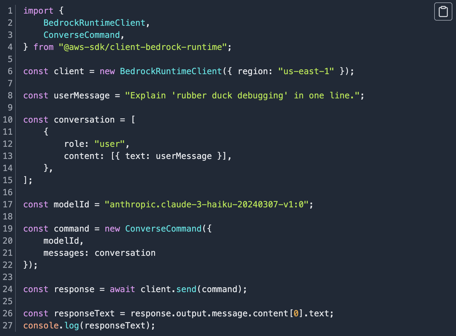 API de Converse de Amazon BedRock