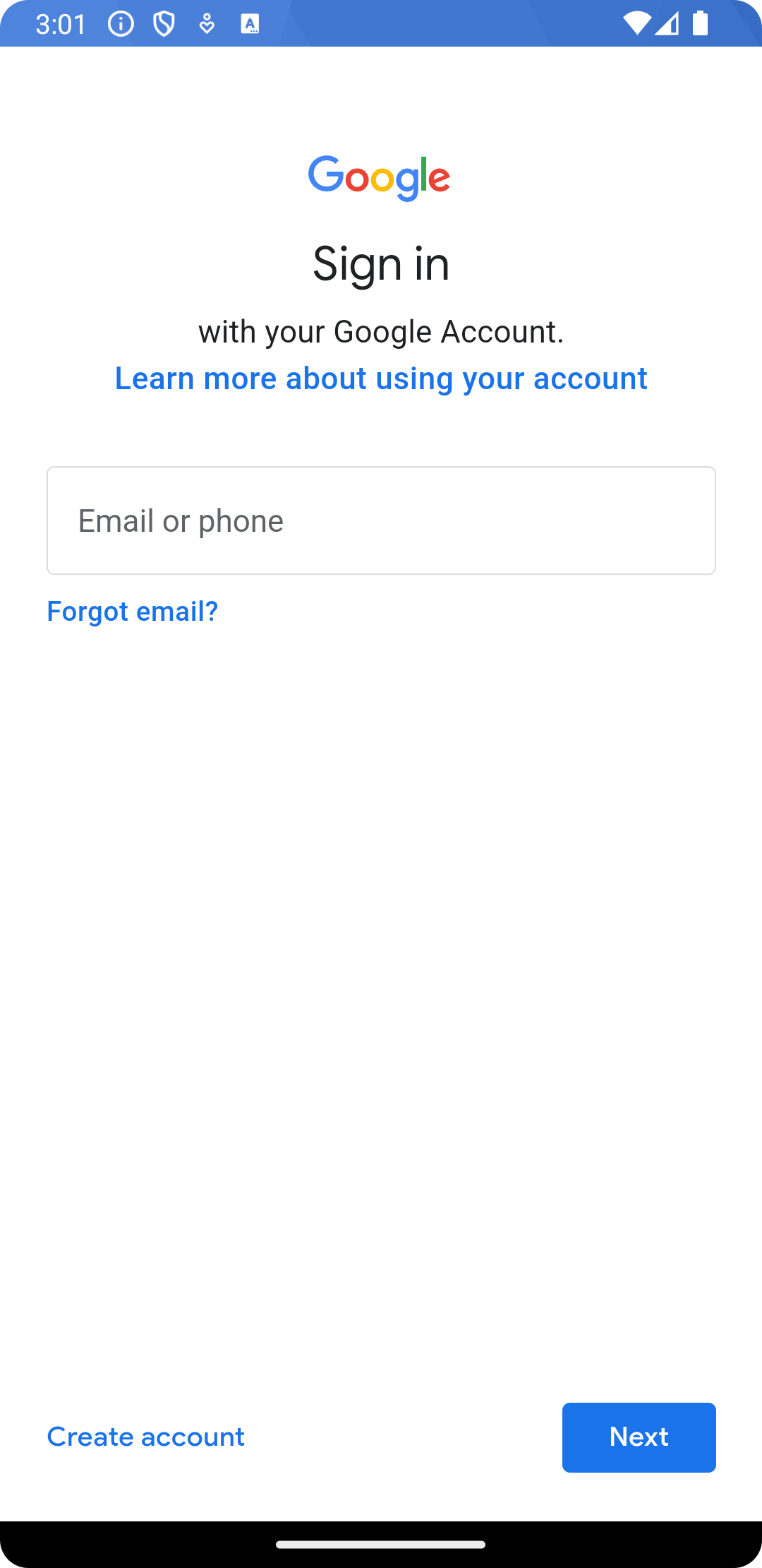 Takes me to google sign in page