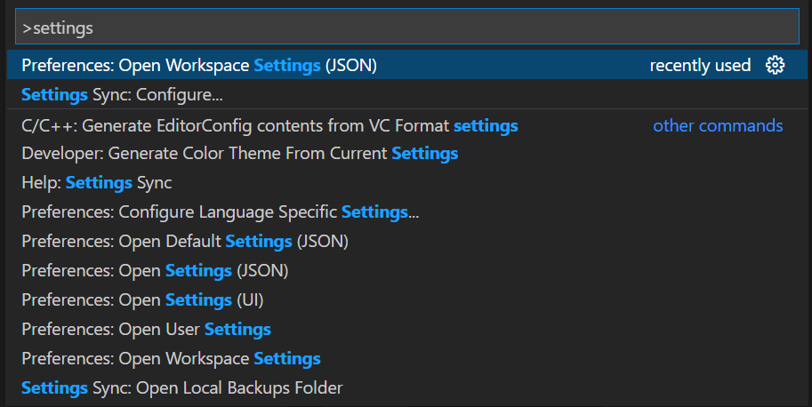 vscode settings