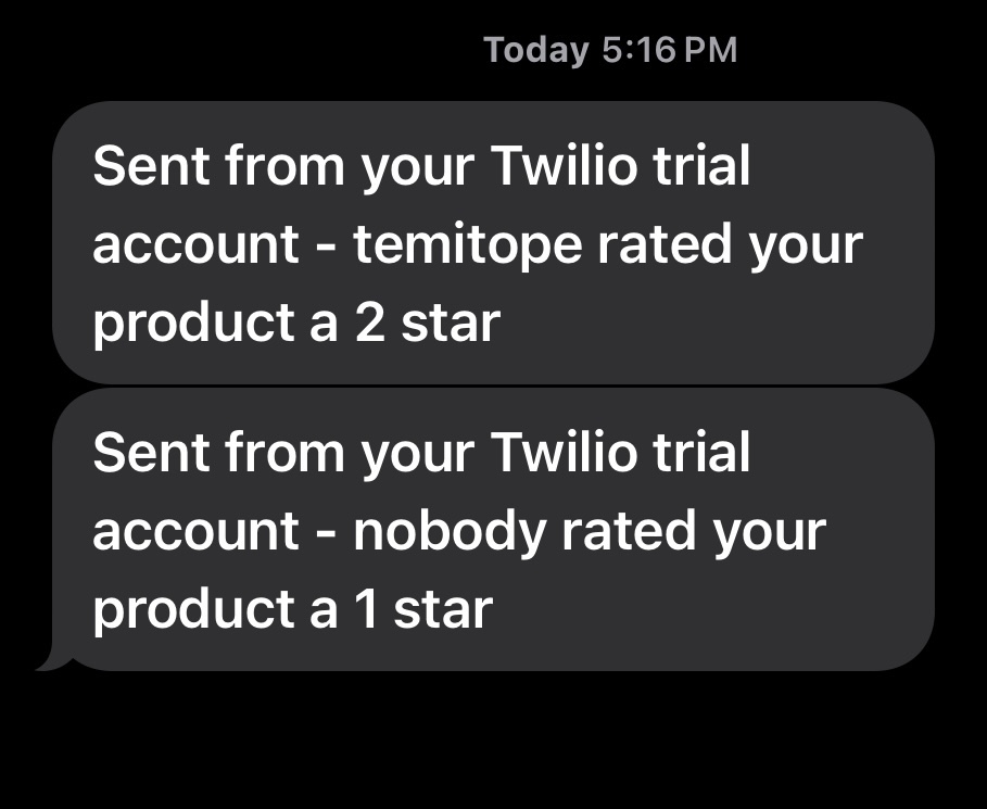 message being sent to the product owner