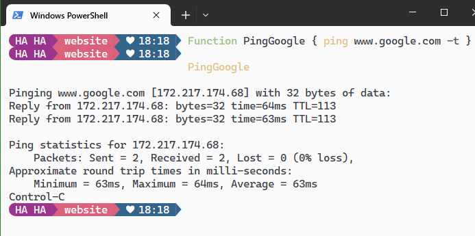 Now I can start a ping by calling this method