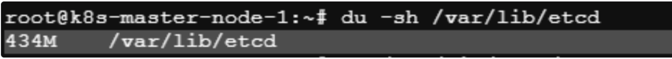 Image showing disk size of etcd