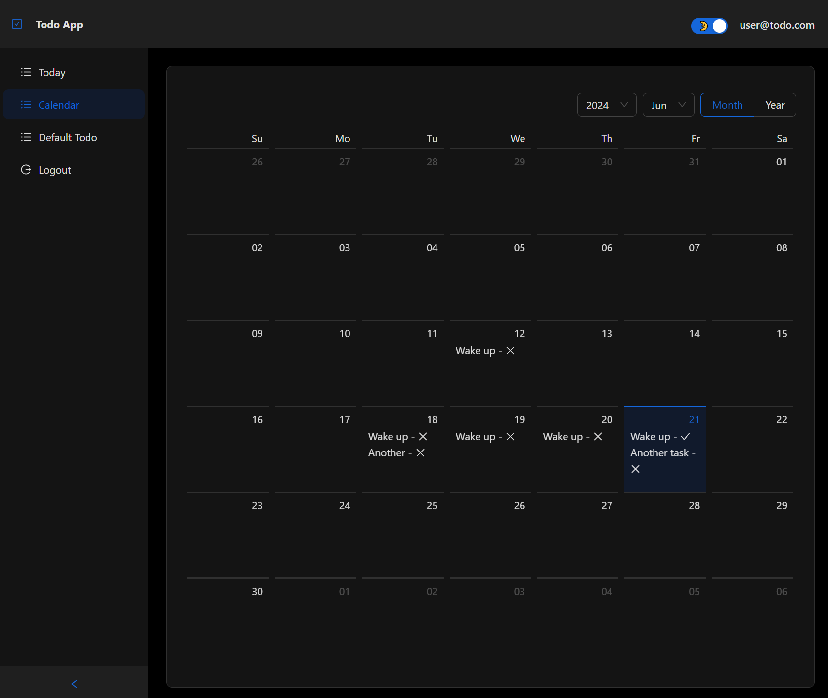 Calendar view