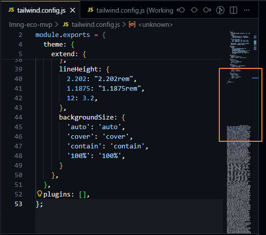 VSCode 顯示一大塊文字隱藏在一大塊空白之後。