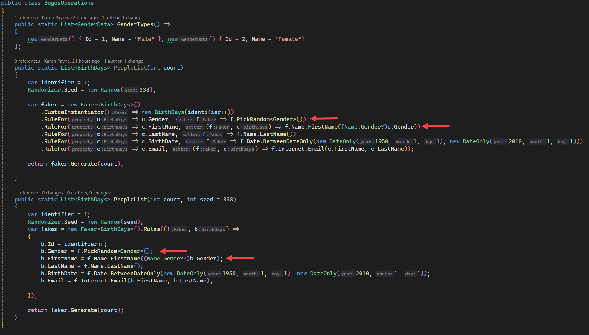 Shows two methods to create bogus data