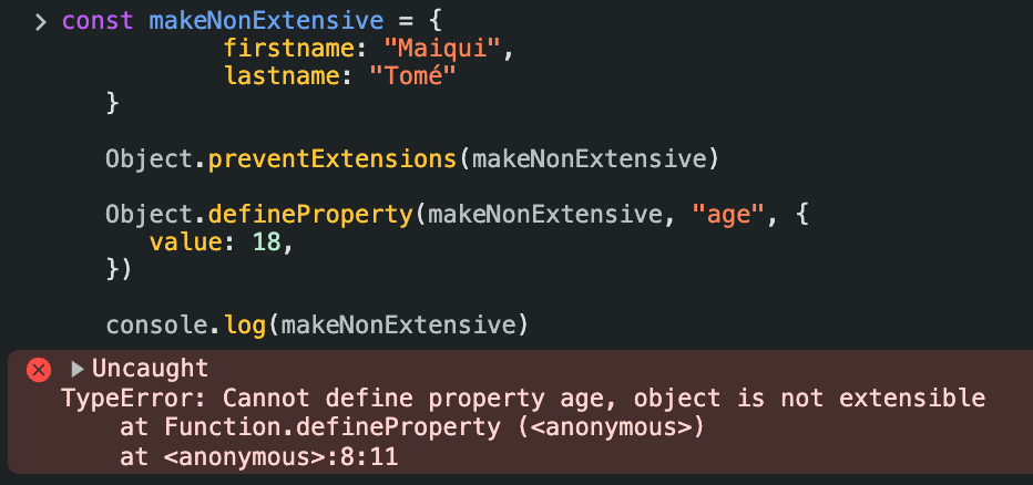 Usando defineProperty para adicionar