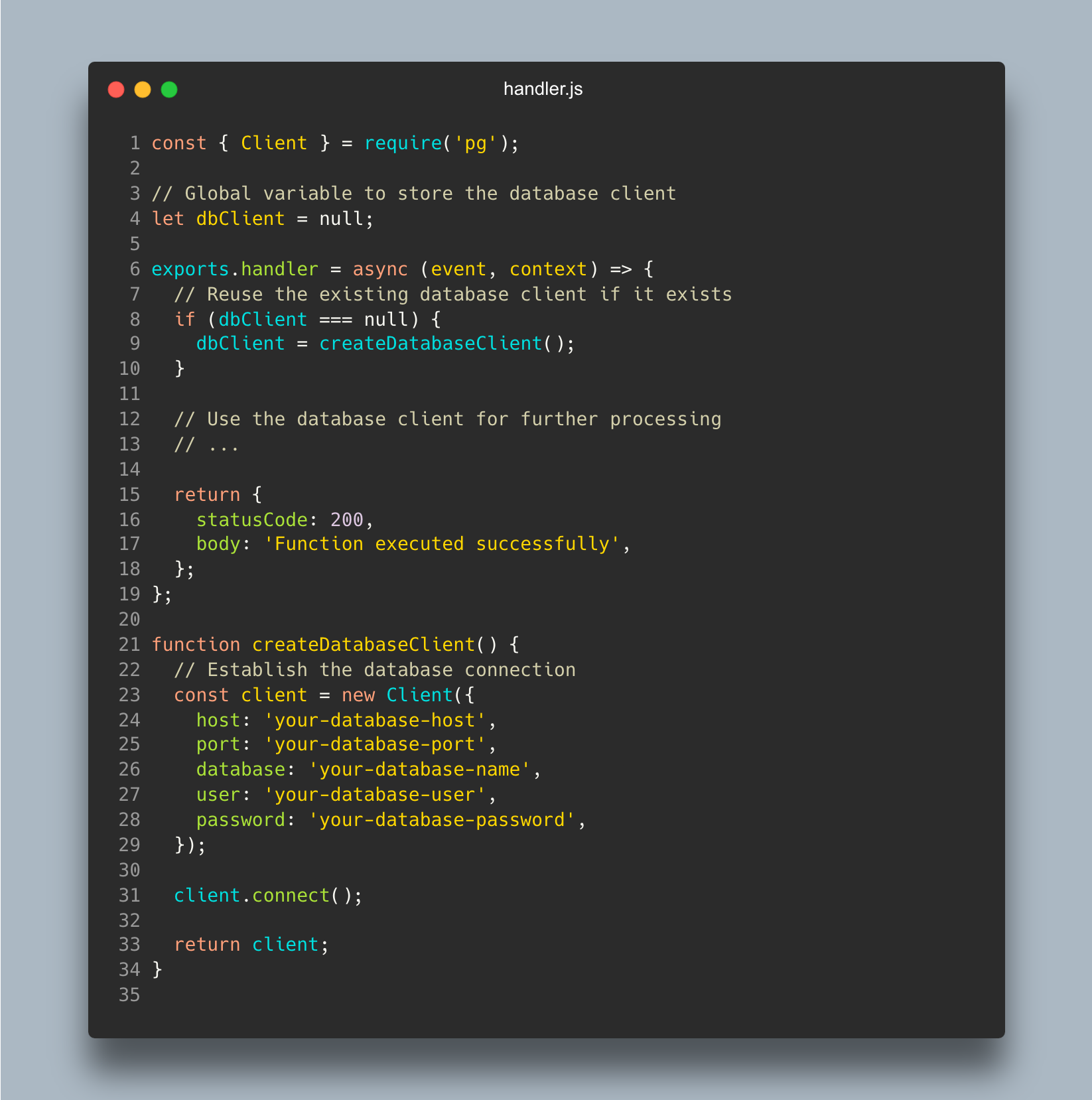 handler.js to reuse existing connections