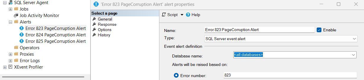 SQL Server alerts configuration