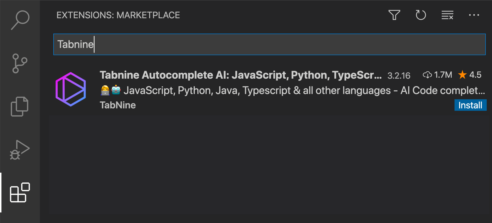 image by tabnine code