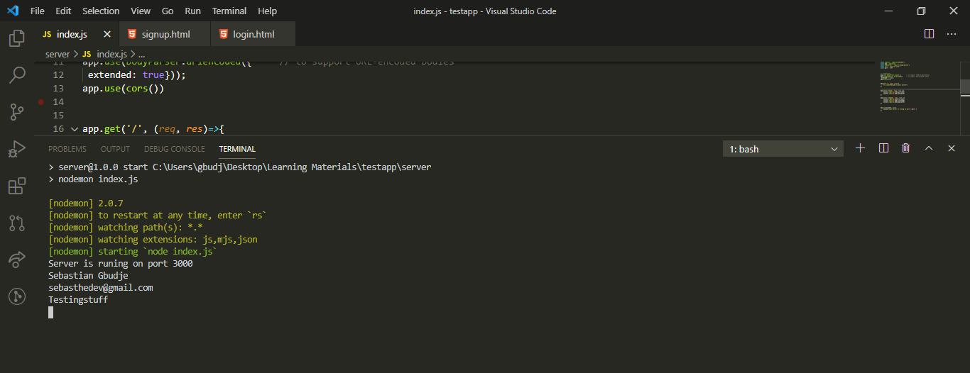 Javascript client server side application