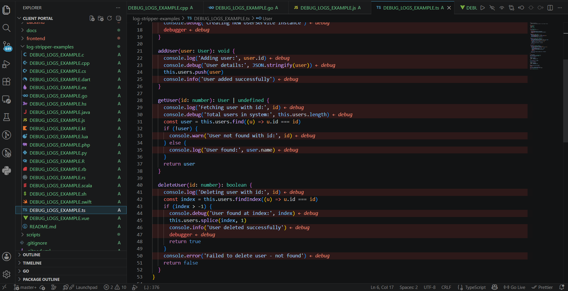 Toggle Debug Highlights | Highlight/unhighlight debug lines