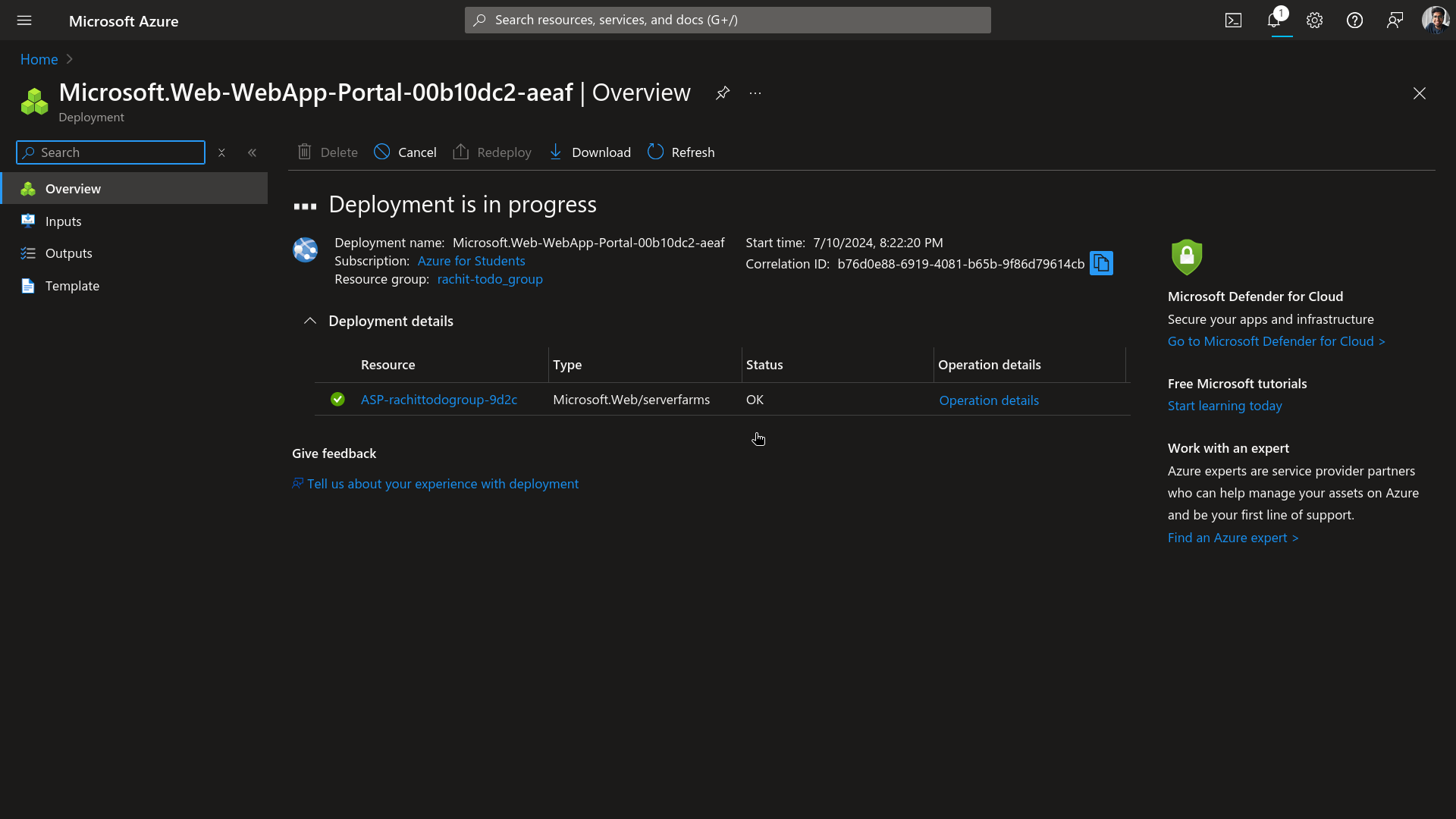 Deployment in process