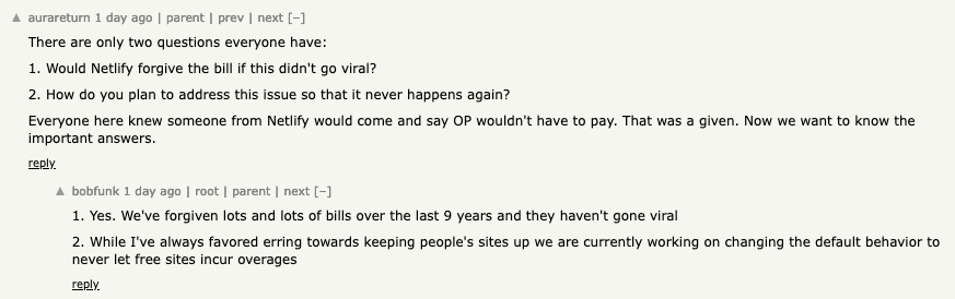 Netlify CEO's follow-up response