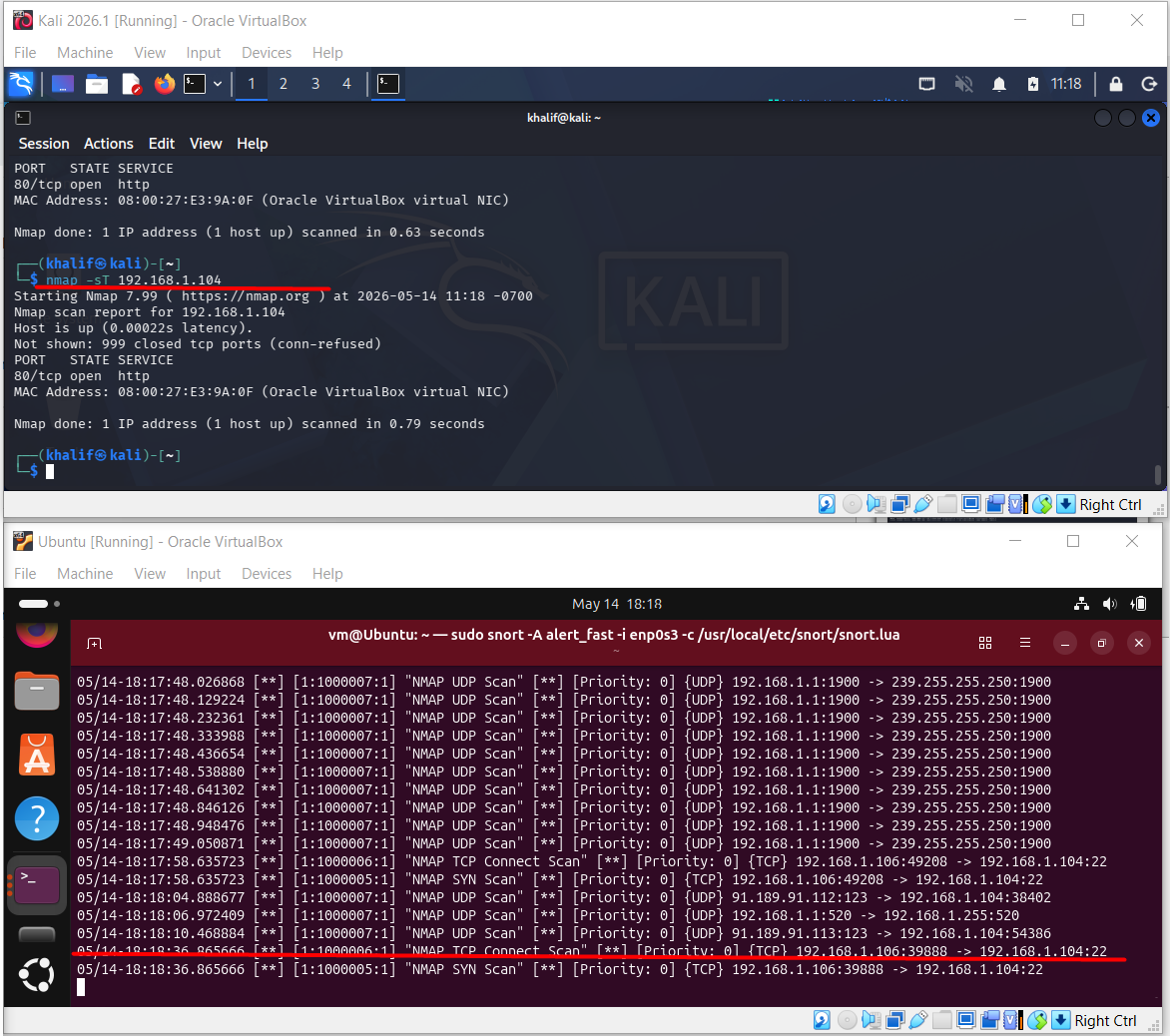 TCP Connect scan triggered