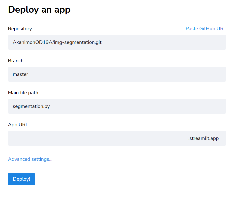 Web Deployment Form