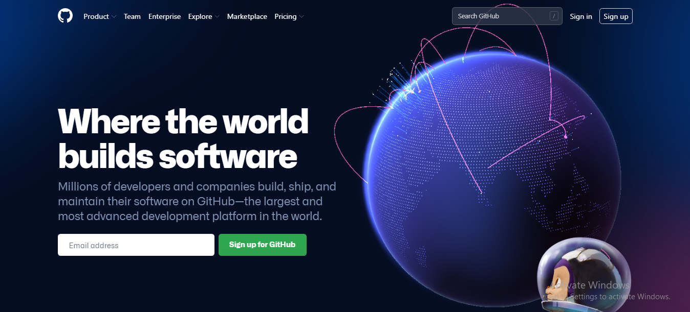 github landing page