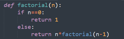Factorial of a number through recursion