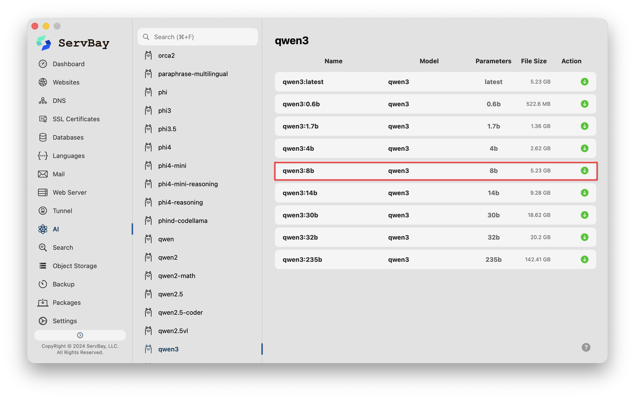 ServBay Install Local AI Models
