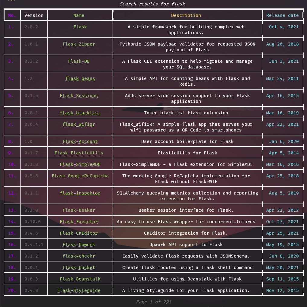 Image showing how the package search looks