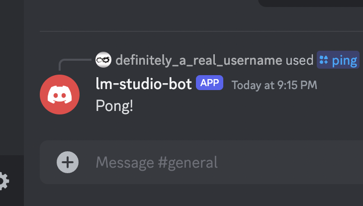 Pong response from Discord bot