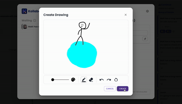 GIF of persisting input on Kollabe