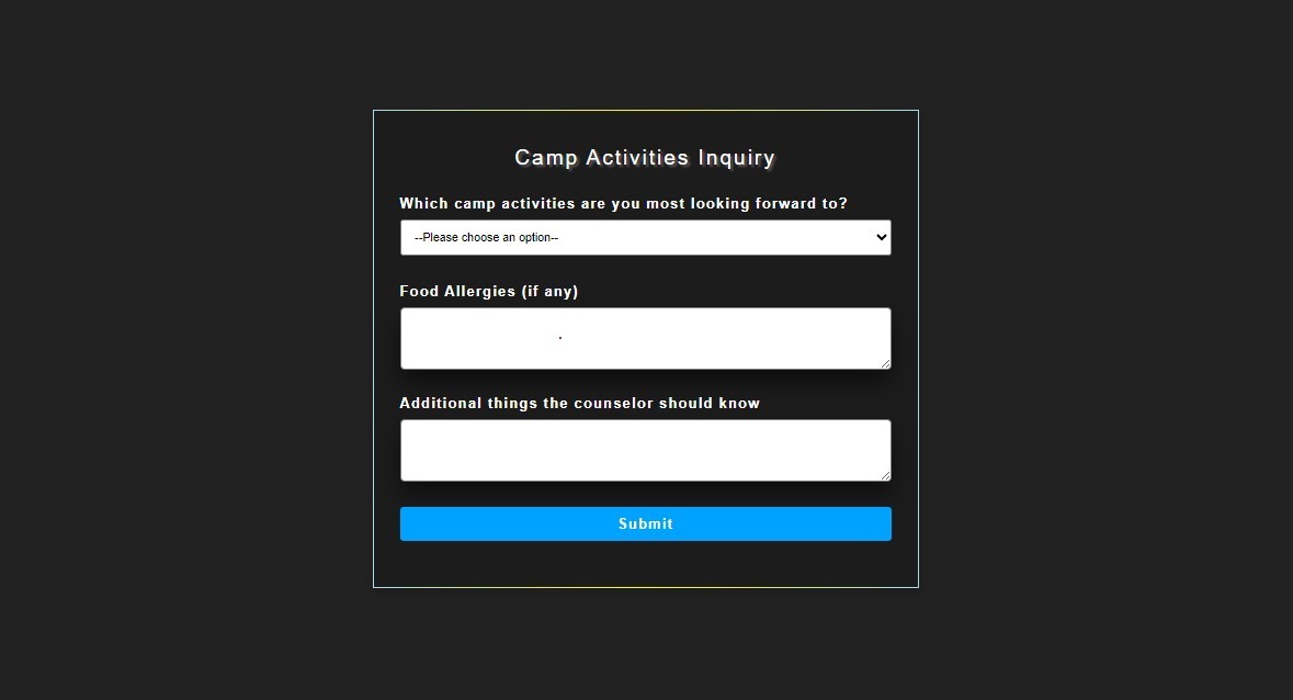 GitHub - itxnargis/camp-activities: This website provides a simple form ...