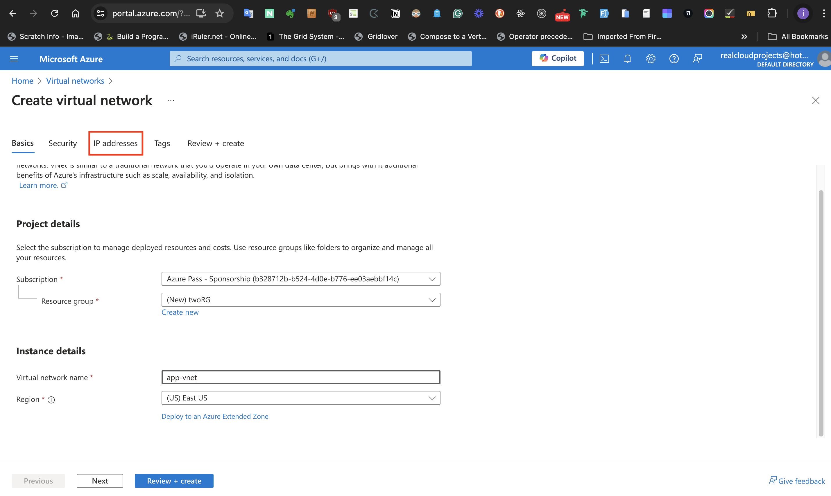 Select IP addresses tab