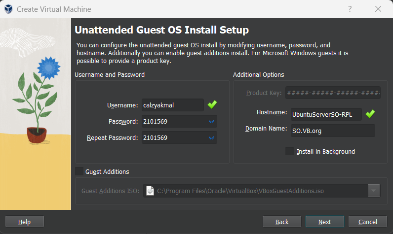 Name and Password Setup