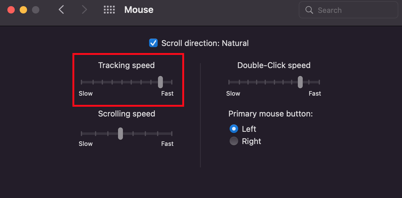 Speed of Mouse Cursor - preferences
