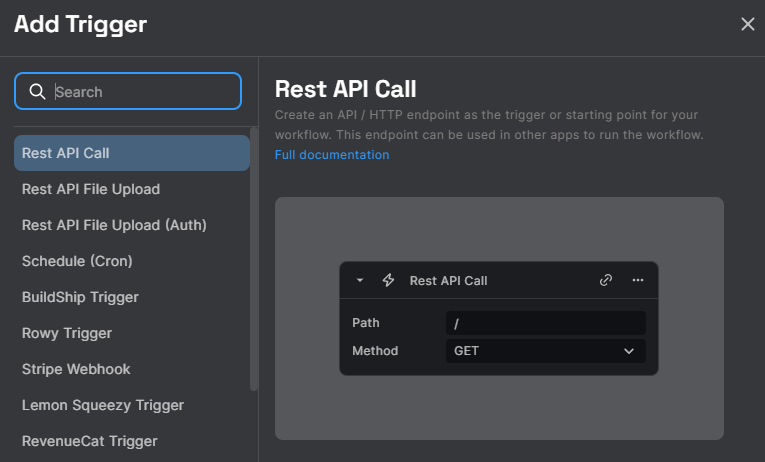 rest api trigger