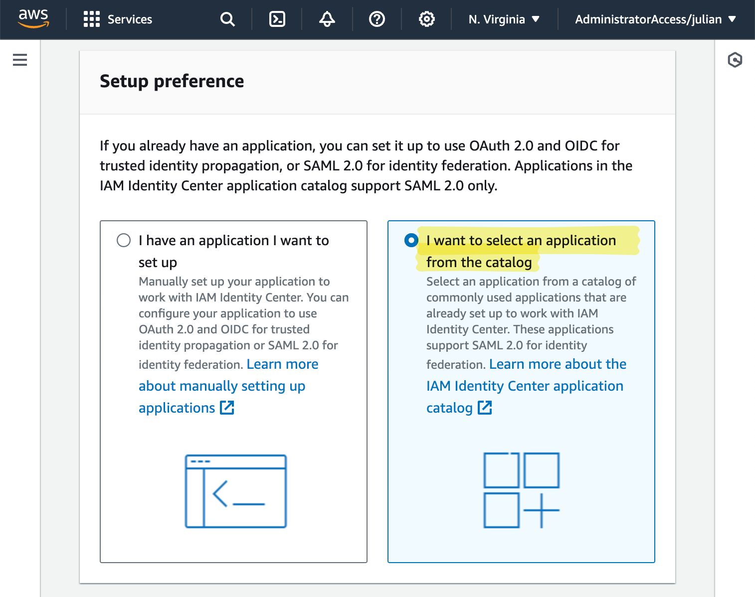 Select application from the catalog