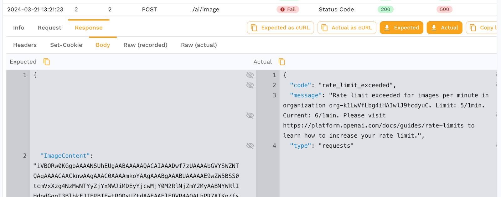 speedscale catching llm rate limit error