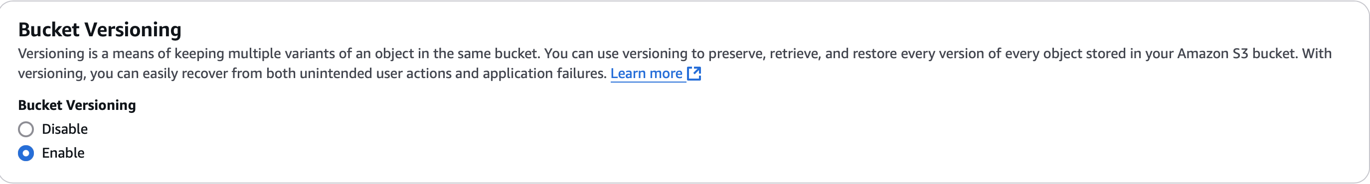 Bucket versioning