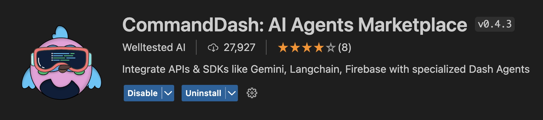 CommandDash extension in vscode marketplace