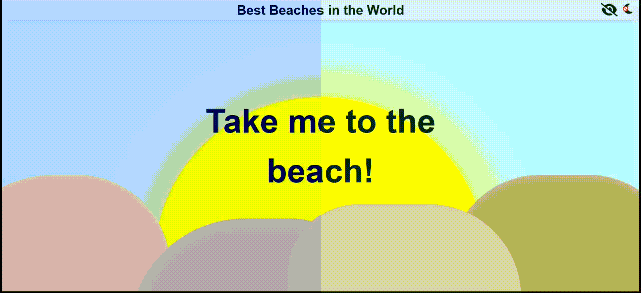 GIF showing the dark mode toggle animation
